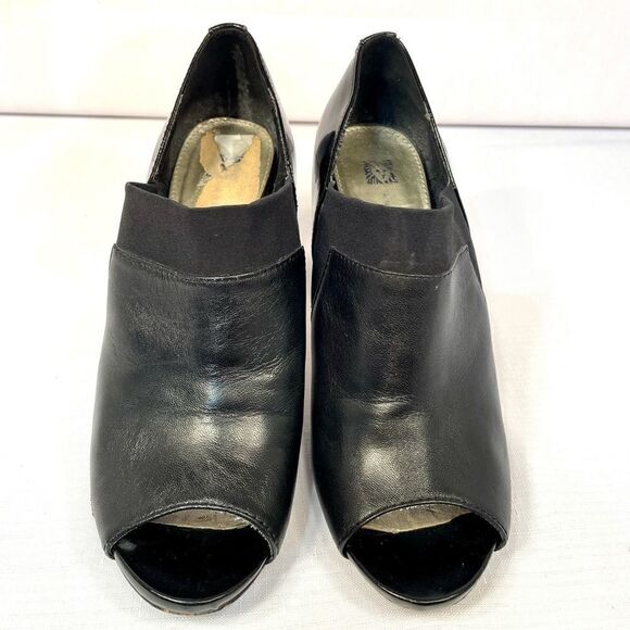 BLACK ANNE KLEIN PATENT BACK LEATHER FRONT S-8.5 - Picture 4 of 5